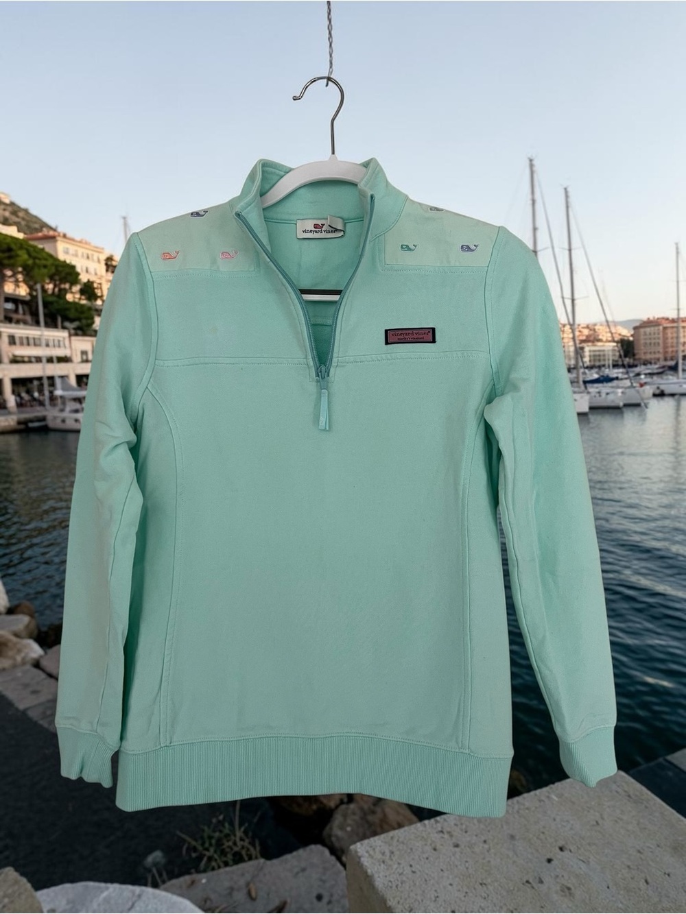 Vineyard Vines Women’s Mint Green Quarter‑Zip Performance Pullover Size XS